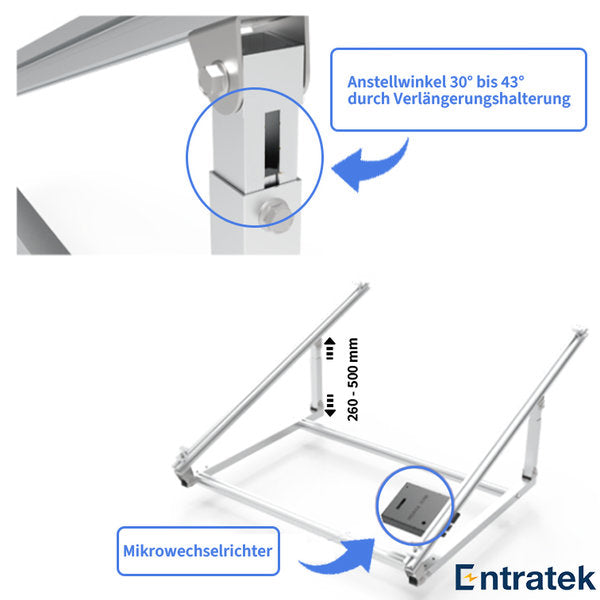 Balkonkraftwerk Flat-M 800W/880Wp Komplettset EZ1-M & Suntech 440 Bifazial