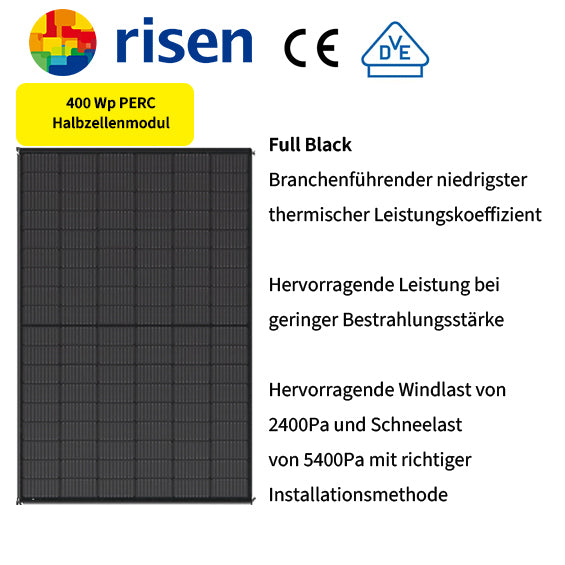 Risen 400 Wp PERC Solarmodul Full Black