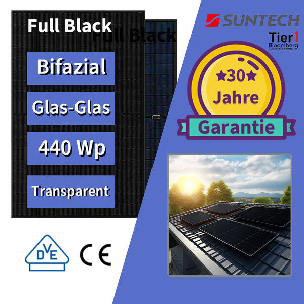 Balkonkraftwerk Maxi Pro 1600W (800W Drosselung) 1760Wp Komplettset |HMS-1600&Suntech 440 Wp Bifazial