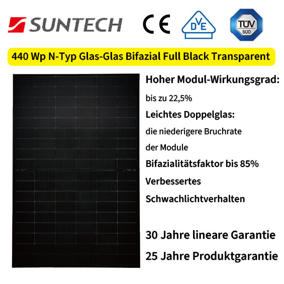 Centrale elettrica da balcone Flat-M 800W/880Wp set completo EZ1-M &amp; Suntech 440 Bifacciale