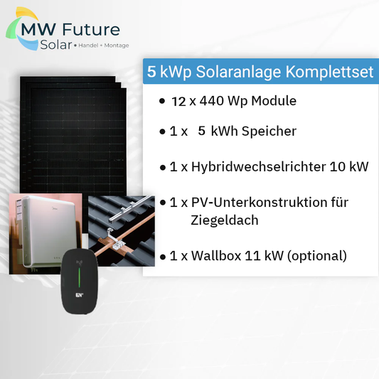 5 KW Solaranlage Komplettset für Ziegeldach