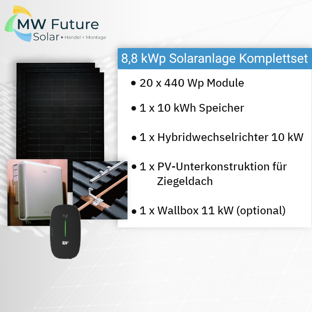 8,8 KW Solaranlage Komplettset für Ziegeldach